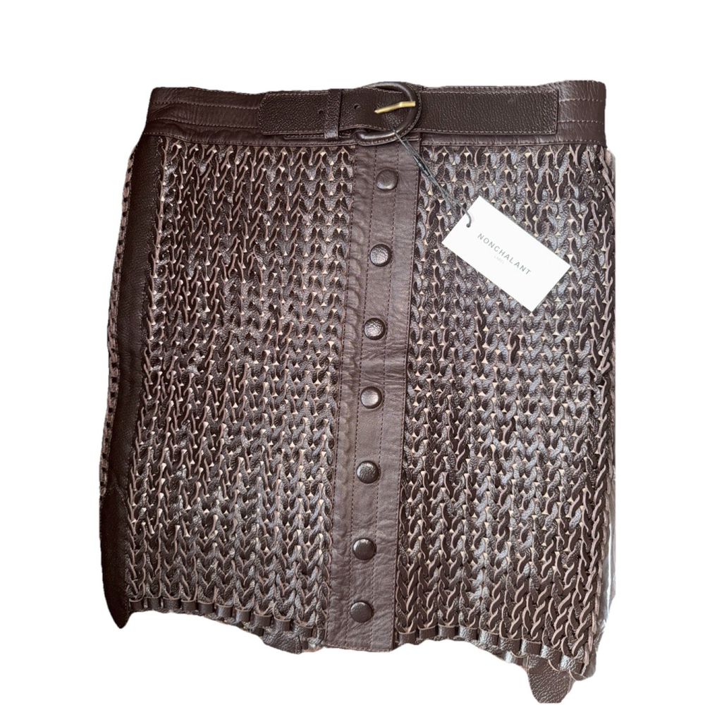 NEW Nonchalant Label kaiden mini skirt in chocolate small NWT - Picture 2 of 5